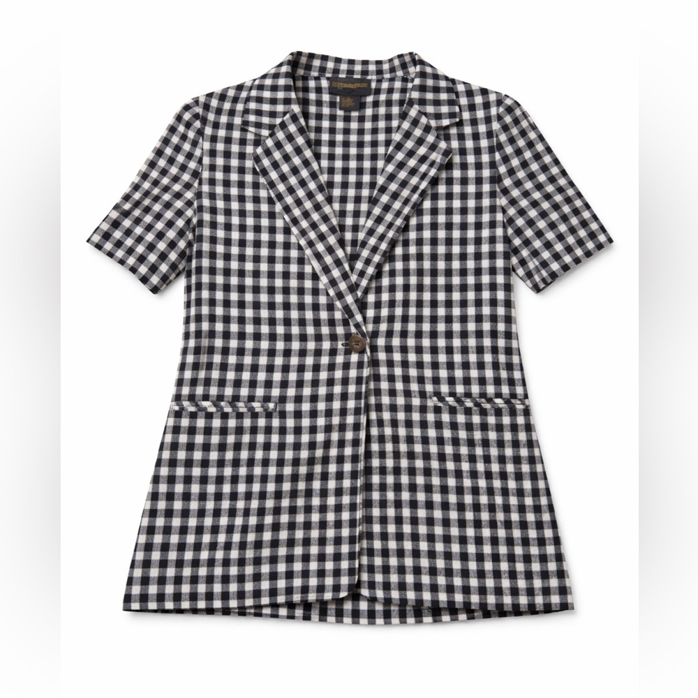 Vintage gingham short sleeve blazer